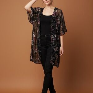 Floral Sheer Kimono Cardigan